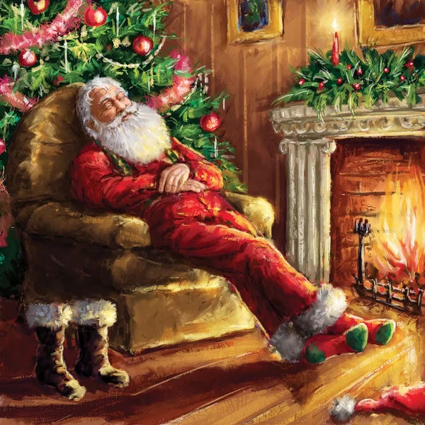 Roaring Brook Art: Santa Asleep In Chair by Marcello Corti