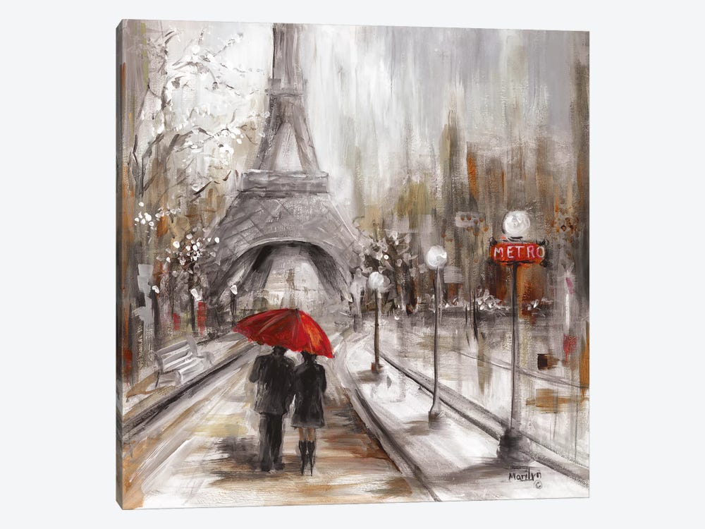 Rainy Paris Canvas Artwork By Marilyn Dunlap Icanvas