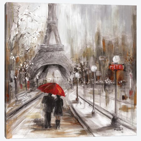 Rainy Paris Canvas Print #MLN18} by Marilyn Dunlap Art Print