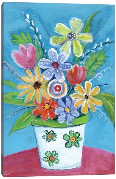Bright Retro Flowers I Canvas Art Print