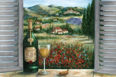 Tuscan White and Poppies by Marilyn Dunlap canvas print