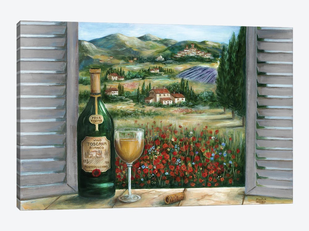 Tuscan White and Poppies by Marilyn Dunlap 1-piece Canvas Print