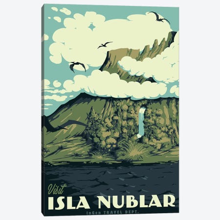 Visit Isla Nublar Canvas Print #MLO124} by Mathiole Canvas Artwork