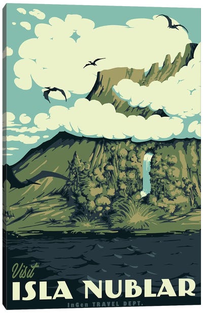 Visit Isla Nublar Canvas Art Print - Jurassic Park