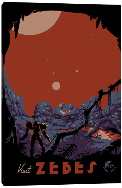 Visit Zebes Canvas Art Print - Sci-Fi Planet Art