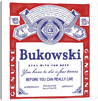 Bukowski Canvas Art Print - Funny Typography Art