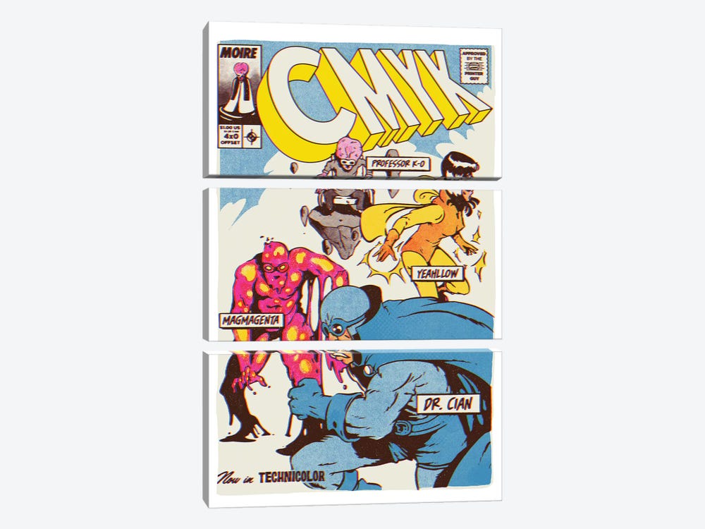 CMYK Heroes by Mathiole 3-piece Canvas Print