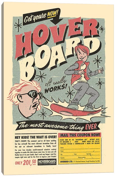 Hoverboard Canvas Art Print - Kids Character Art