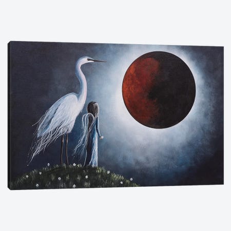 Night With The Great Egret Canvas Print #MLP122} by Moonlight Art Parlour Canvas Artwork