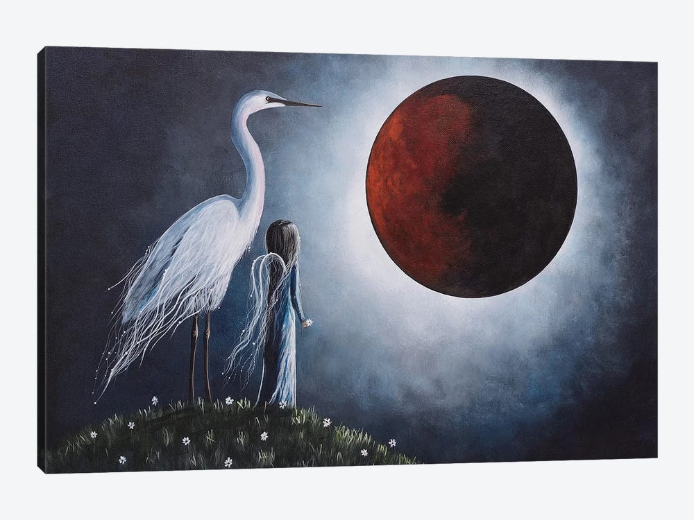 Night With The Great Egret by Moonlight Art Parlour 1-piece Canvas Art Print