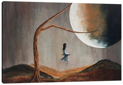 She Feels Memories Canvas Art Print - Moon Art