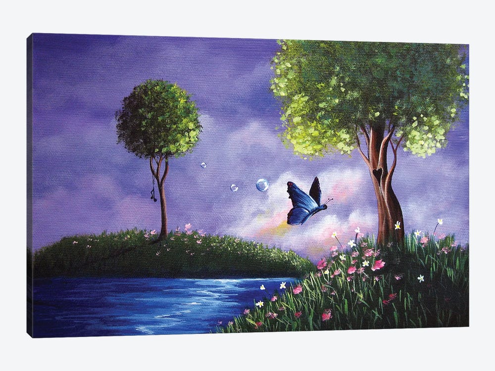Butterfly Lake by Moonlight Art Parlour 1-piece Canvas Art