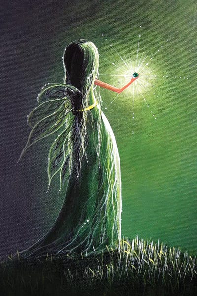 The Secret Lives Of Fairies: Emerald Fairy by Moonlight Art Parlour