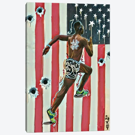 Jogging While Black Canvas Print #MLW17} by Arm Of Casso Canvas Print