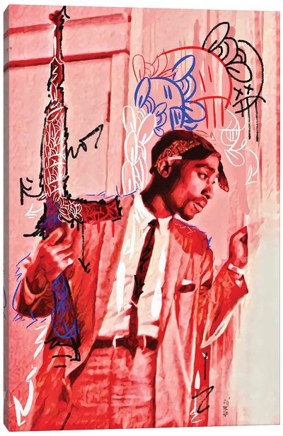 Tupac I Canvas Art Print - Street Art & Graffiti