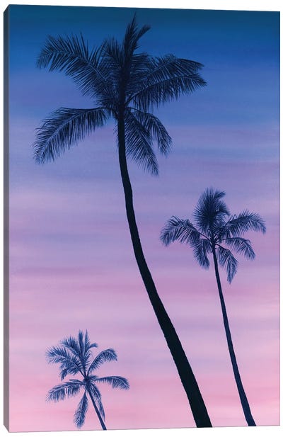 Sunset By The Palm Trees Canvas Art Print - Marlene Llanes
