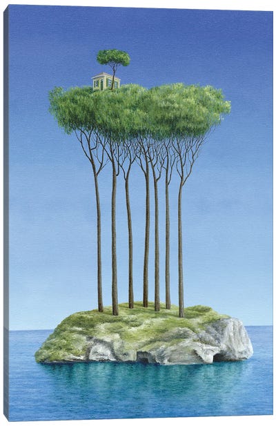 In The Comfort Of My Island Canvas Art Print - Playful Surrealism