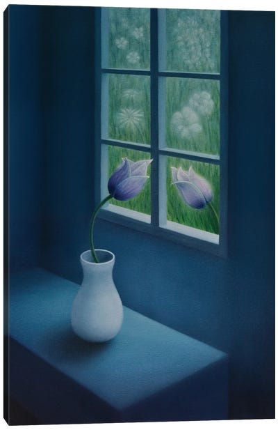 Flowers By The Window Canvas Art Print - Marlene Llanes
