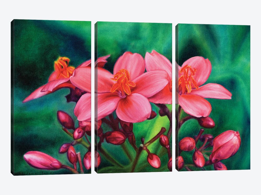 Pink Flowers by Marlene Llanes 3-piece Art Print