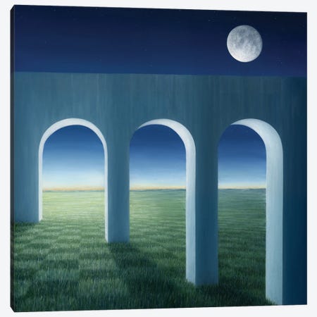 The Aqueduct By The Moon Canvas Print #MLZ8} by Marlene Llanes Canvas Print