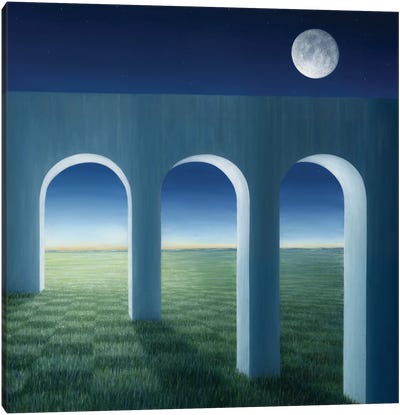 The Aqueduct By The Moon Canvas Art Print - Arches