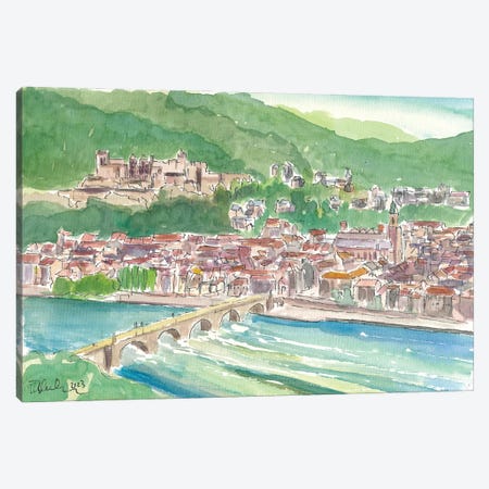Heidelberg Germany View Of City With Castle And River Neckar Canvas Print #MMB1000} by Markus & Martina Bleichner Canvas Artwork