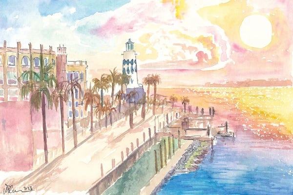 Markus & Martina Bleichner: Marvellous Destin Florida Harborwalk View With Lighthouse And Sunset by Markus & Martina Bleichner
