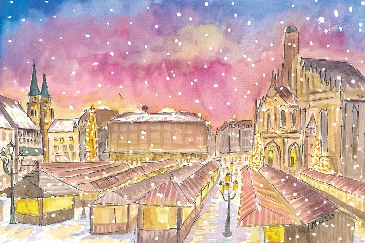 Christmas Market Nuremberg Germany Romantic Winter Night by Markus & Martina Bleichner wall art