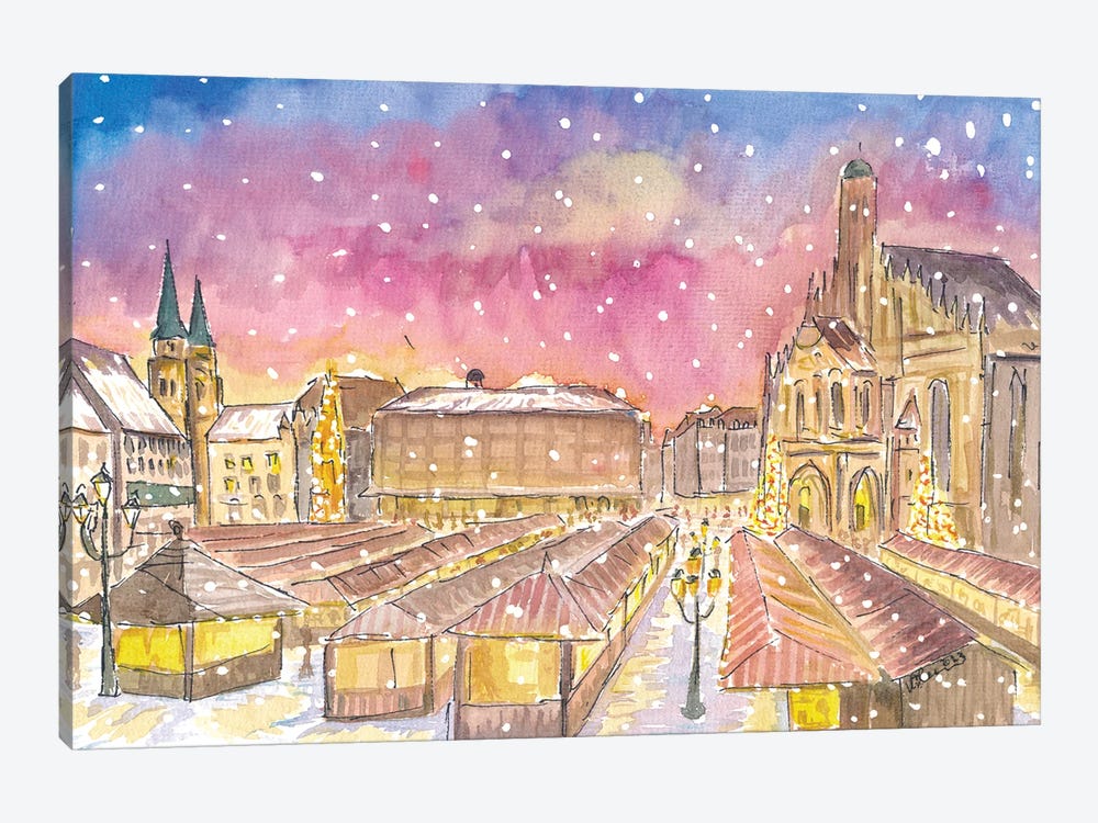 Christmas Market Nuremberg Germany Romantic Winter Night by Markus & Martina Bleichner 1-piece Canvas Print