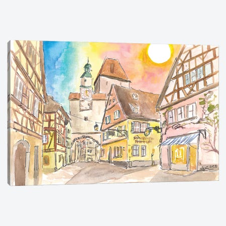 Romantic Rothenburg Tauber Markus Tower And Roder Arch Canvas Print #MMB1006} by Markus & Martina Bleichner Canvas Print