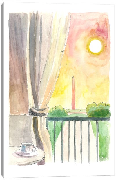 Astonishing Washington Monument View From Balcony Canvas Art Print - Markus & Martina Bleichner