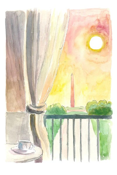 Markus & Martina Bleichner: Astonishing Washington Monument View From Balcony by Markus & Martina Bleichner