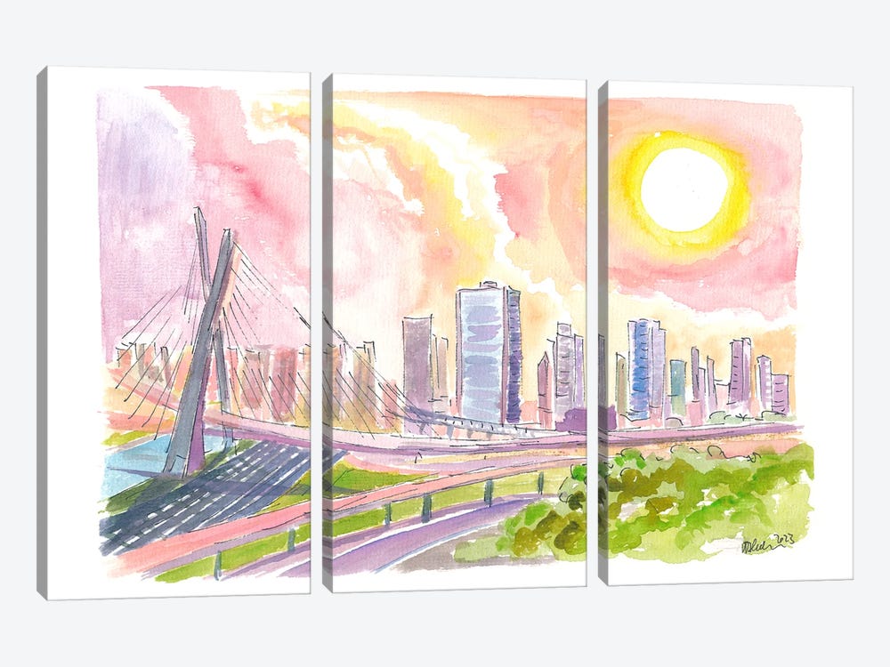 Impressive Skyline Of Sao Paulo Brazil In The Afternoon by Markus & Martina Bleichner 3-piece Canvas Artwork