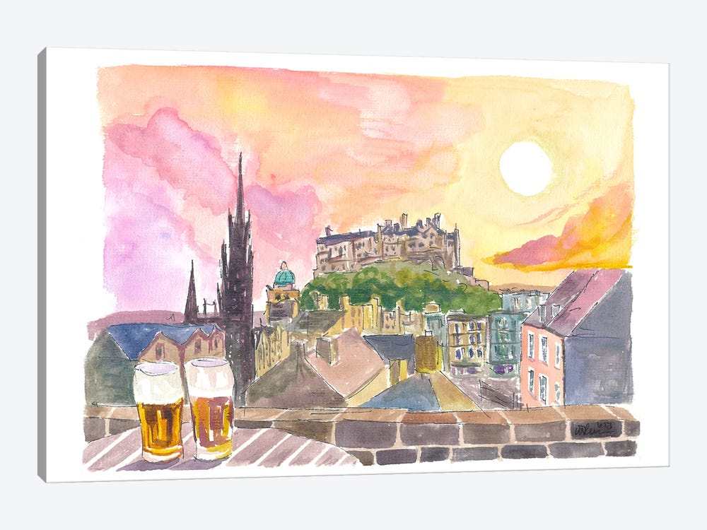 Beautiful Edinburgh Scotland Historic Center And Castle Viewpoint by Markus & Martina Bleichner 1-piece Canvas Artwork