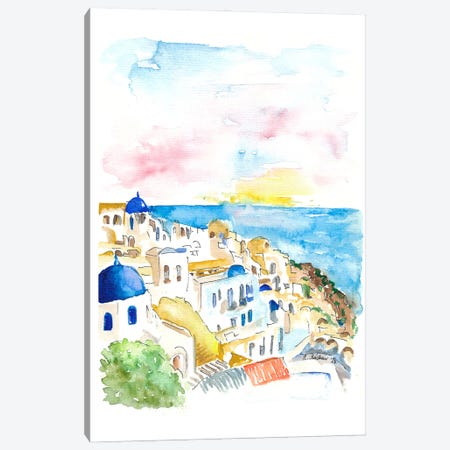 Santorini Oia Blue Domes And The Sea Canvas Print #MMB1017} by Markus & Martina Bleichner Canvas Wall Art