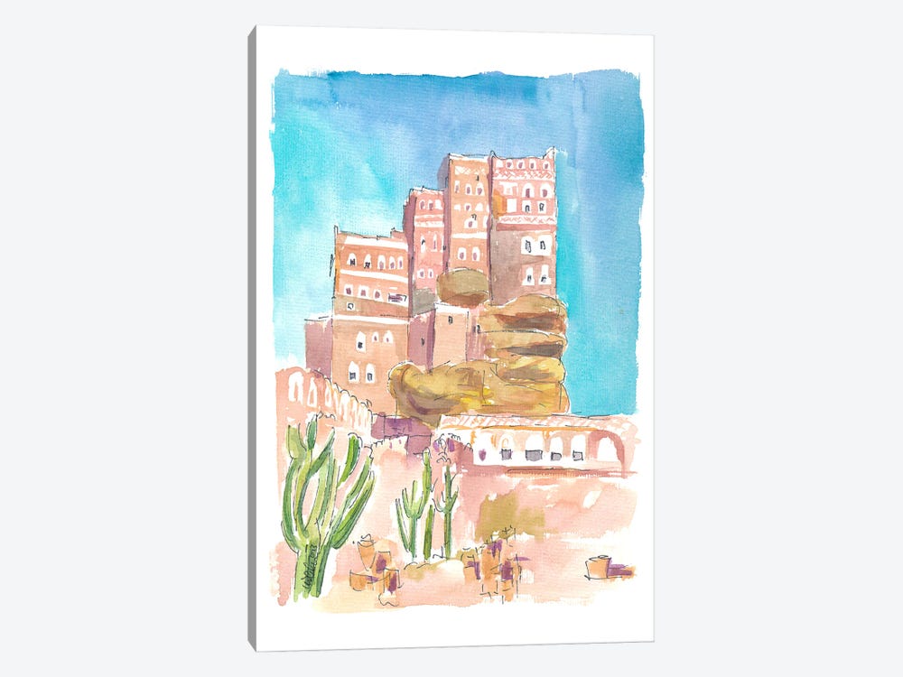 Dar Al-Hajar Historic Rock Palace Near Sanaa Yemen by Markus & Martina Bleichner 1-piece Canvas Art Print