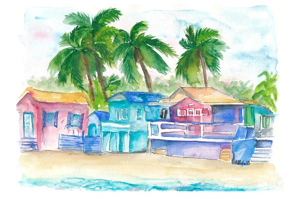 Caribbean: Colorful Tropical Houses At The Caribbean Dream Beach Island by Markus & Martina Bleichner