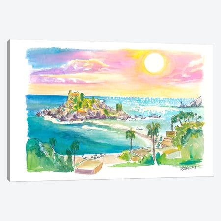 Isola Bella Taormina Sicily Panoramic View Canvas Print #MMB1029} by Markus & Martina Bleichner Canvas Artwork