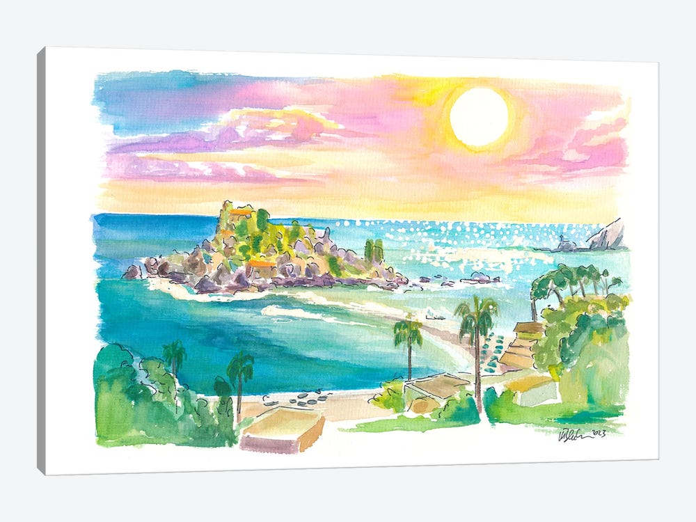Isola Bella Taormina Sicily Panoramic View by Markus & Martina Bleichner 1-piece Canvas Art Print