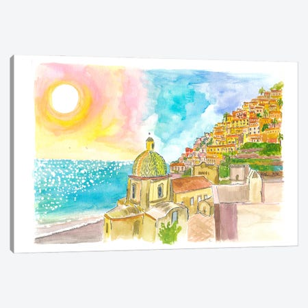Positano And The Endless Sea On The Amalfi Coast Canvas Print #MMB1030} by Markus & Martina Bleichner Art Print
