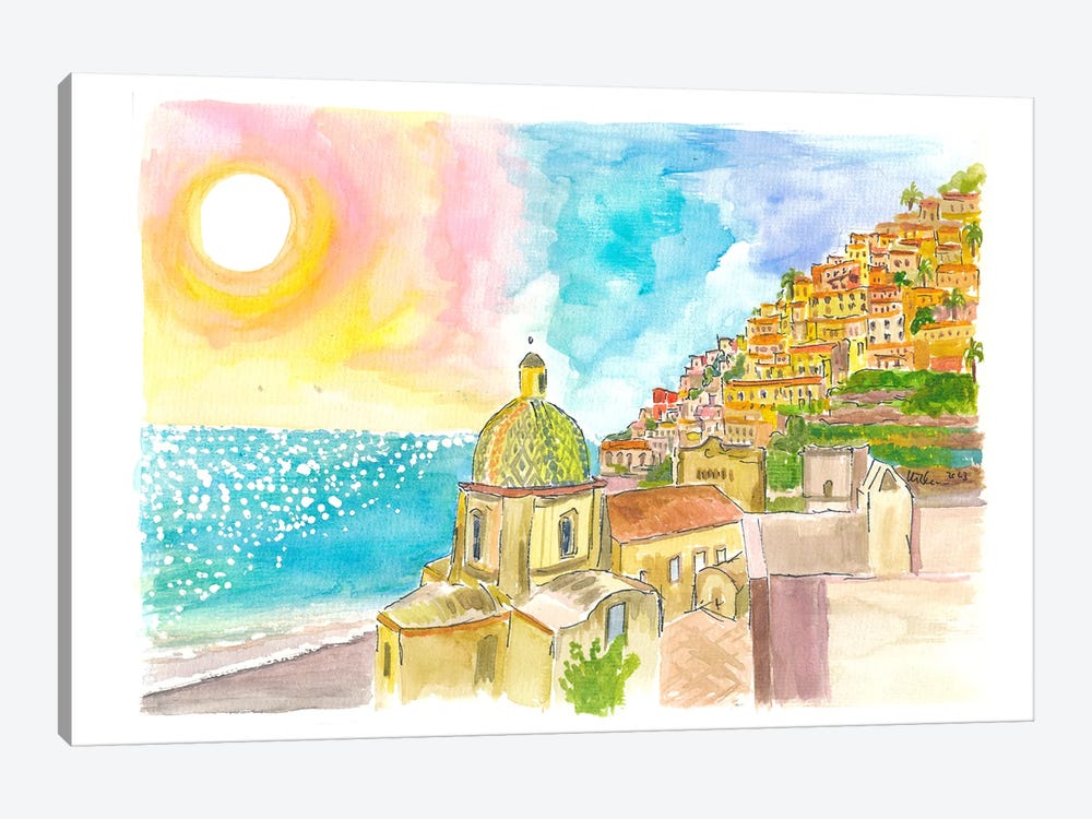 Positano And The Endless Sea On The Amalfi Coast by Markus & Martina Bleichner 1-piece Art Print