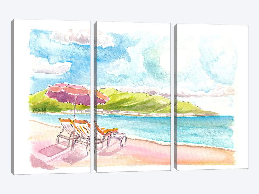 Dreaming Away To Orient Bay Beach Saint Martin Caribbean by Markus & Martina Bleichner 3-piece Canvas Art Print