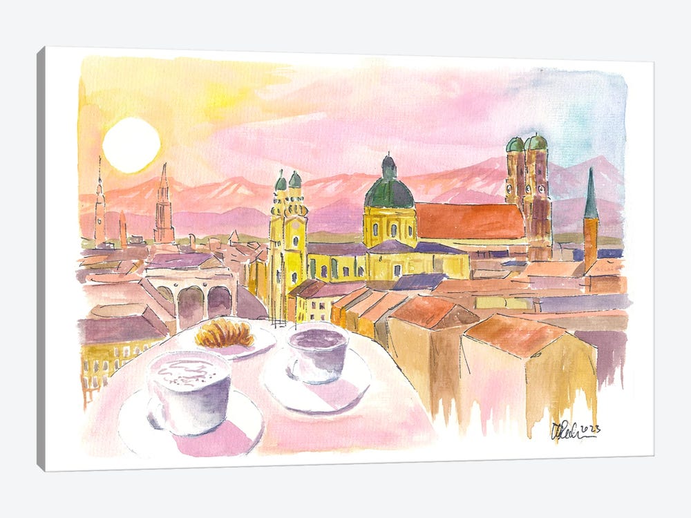 Munich Breakfast With Rooftop Vibes And Historic Center View by Markus & Martina Bleichner 1-piece Canvas Art
