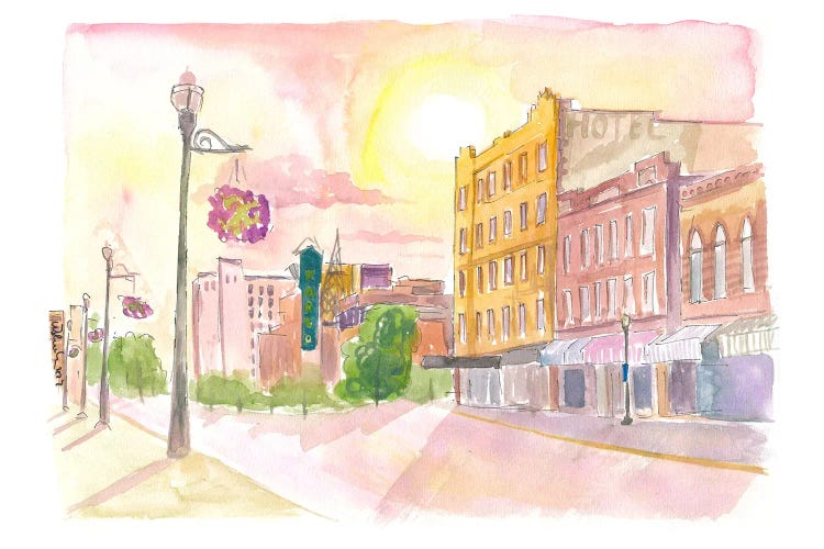 Sunset In Fargo Noth Dakota Historic Main Street by Markus & Martina Bleichner wall art