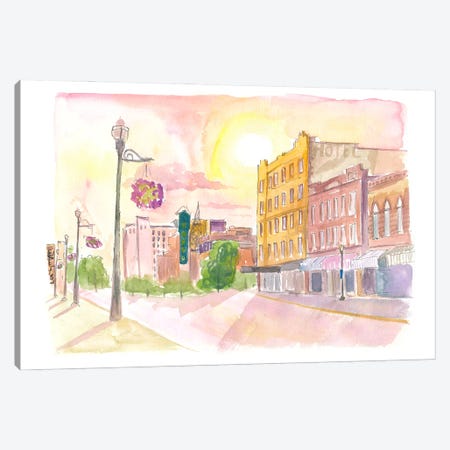 Sunset In Fargo Noth Dakota Historic Main Street Canvas Print #MMB1048} by Markus & Martina Bleichner Canvas Artwork