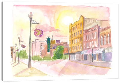 Sunset In Fargo Noth Dakota Historic Main Street Canvas Art Print - Markus & Martina Bleichner