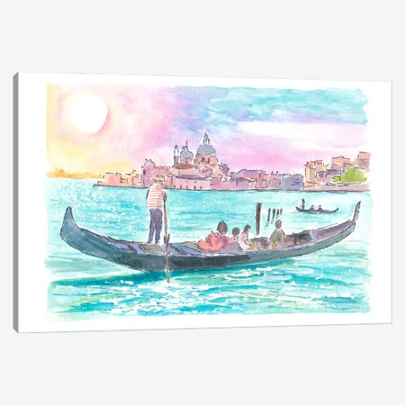 Romantic Gondola Ride Into Venice's Grand Canal With Light Dancing On The Water Canvas Print #MMB1056} by Markus & Martina Bleichner Canvas Artwork