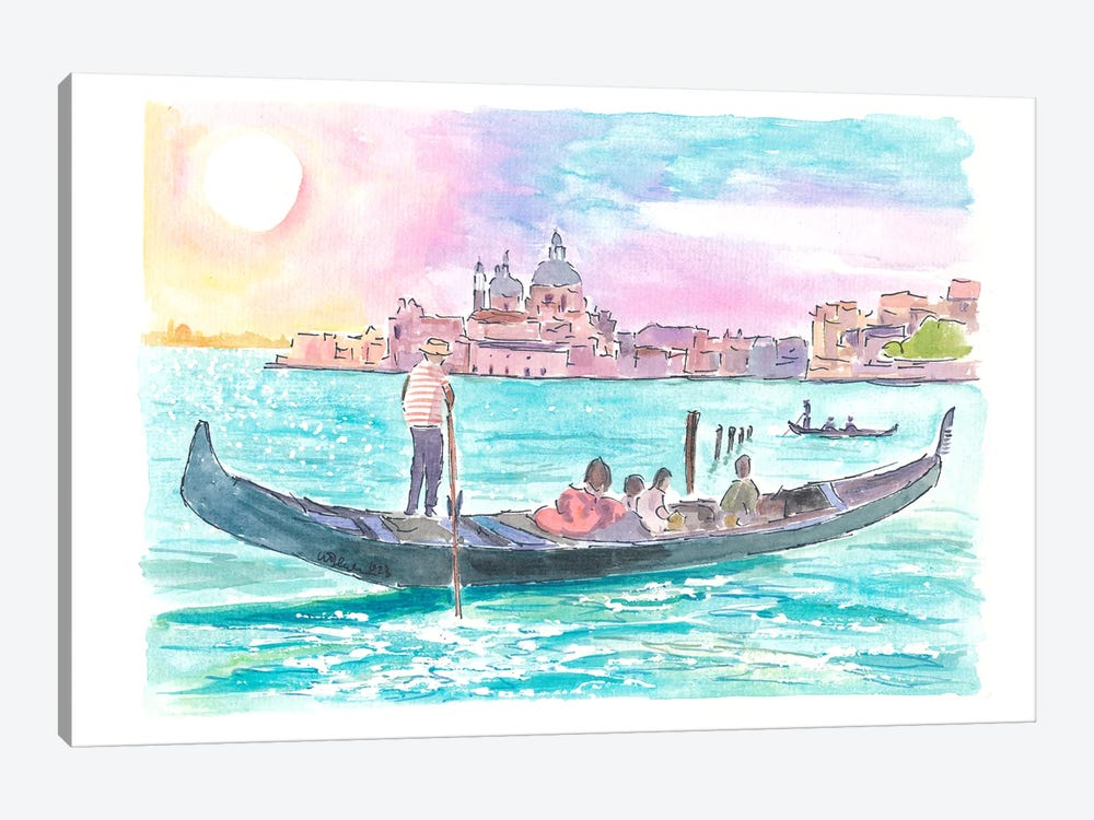 Romantic Gondola Ride Into Venice's Grand Canal With Light Dancing On The Water by Markus & Martina Bleichner 1-piece Art Print