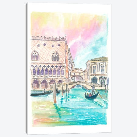 Famous Bridge Of Sighs In Venice Scene From Water Canvas Print #MMB1059} by Markus & Martina Bleichner Canvas Art Print
