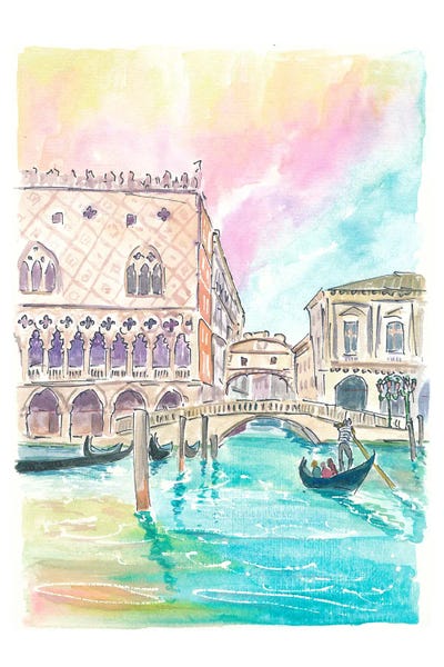 Veneto: Famous Bridge Of Sighs In Venice Scene From Water by Markus & Martina Bleichner